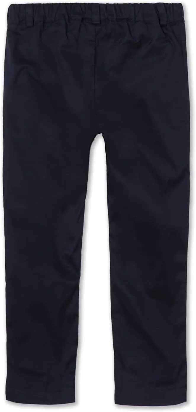 Mud Kingdom Boys Chino Pants School Uniform Cotton Plain Pull On Flat Front Relaxed Skinny 4T-Size 12