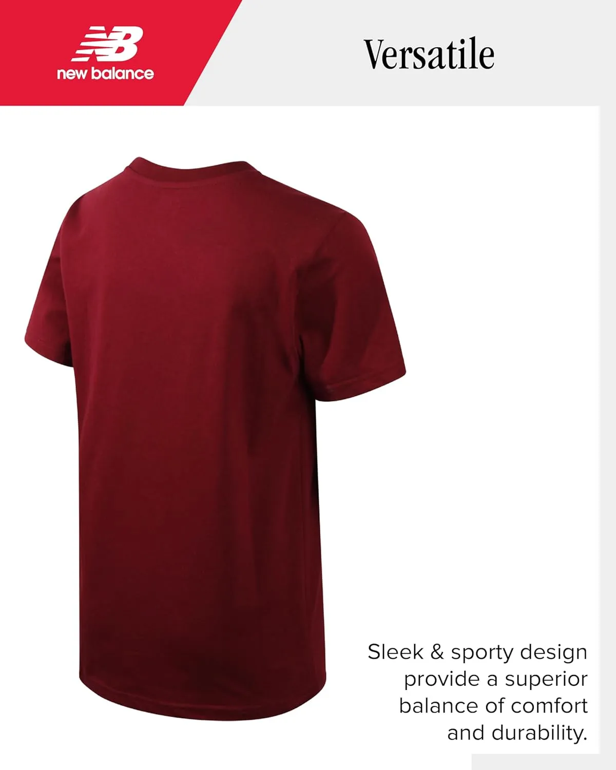 New Balance Boys T-Shirt - Classic Cotton Active T-Shirt for Boys - Kids Youth Crewneck Short Sleeve Shirt (8-20)