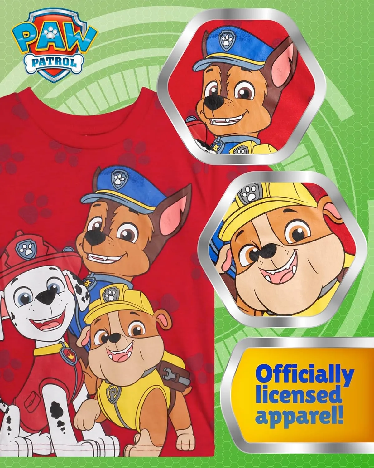 Nickelodeon Toddler Boys Graphic Tees - 2 Pack Paw Patrol Chase Marshall Short Sleeve Graphic T Shirts for Boys (Sizes: 2T-7)