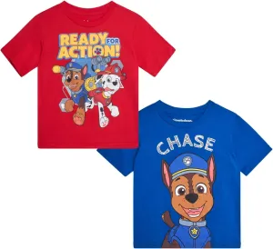 Nickelodeon Toddler Boys Graphic Tees - 2 Pack Paw Patrol Chase Marshall Short Sleeve Graphic T Shirts for Boys (Sizes: 2T-7)