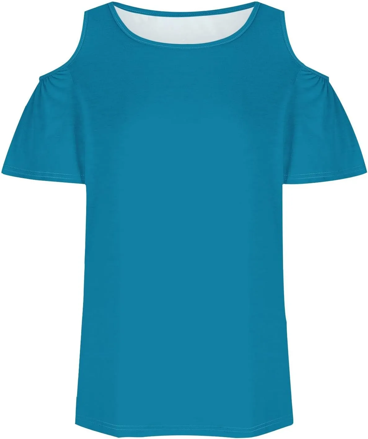 Off The Shoulder Tops for Women Ruffle Short Sleeve V-Neck Shirts Casual Loose Babydoll Blouses Cruise Outfits