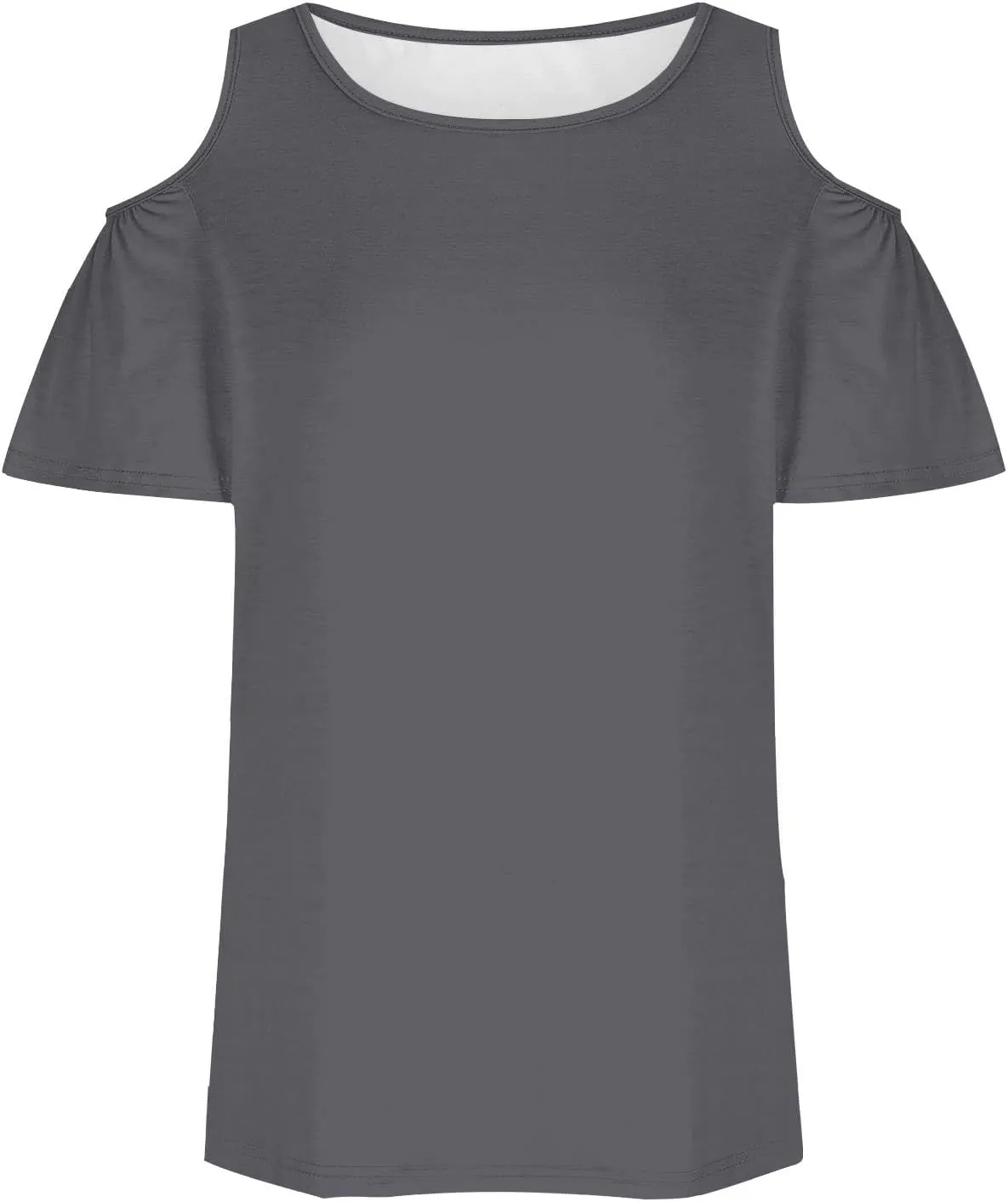 Off The Shoulder Tops for Women Ruffle Short Sleeve V-Neck Shirts Casual Loose Babydoll Blouses Cruise Outfits