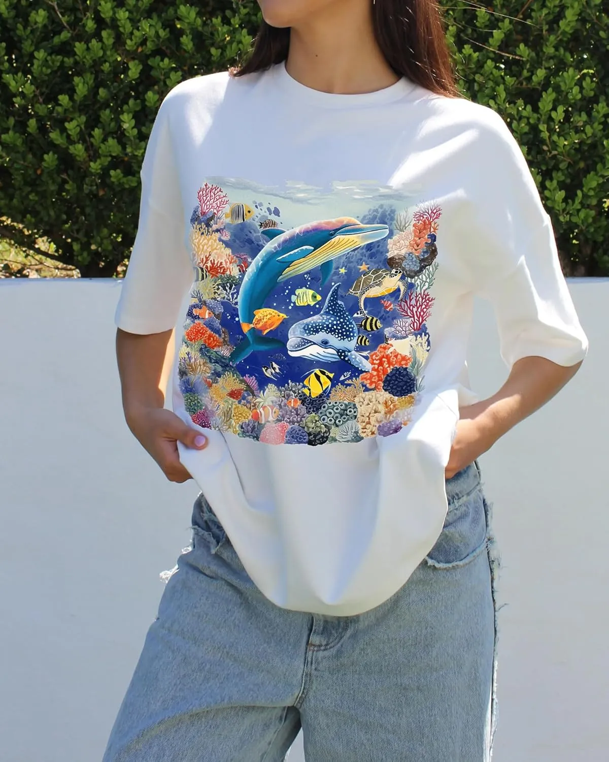 Oversized Graphic Tshirts for Women Teen Girls Y2k Short Sleeve Crewneck Graphic Tee Loose Shirt Summer Streetwear