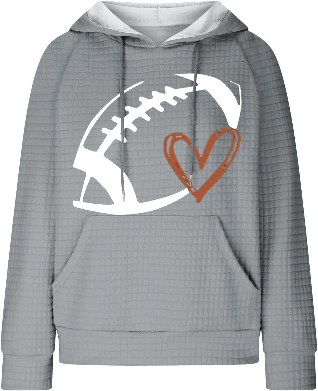 Oversized Hoodies For Women Funny Football Graphic Pullover Sweatshirts Casual Loose Long Sleeve Waffle Knit Tops