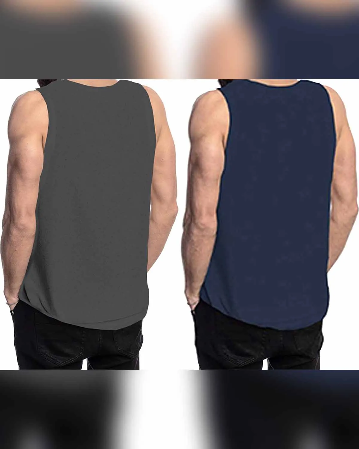 (Pack of 2) Men Believer Printed Vest / Grey & Navyblue