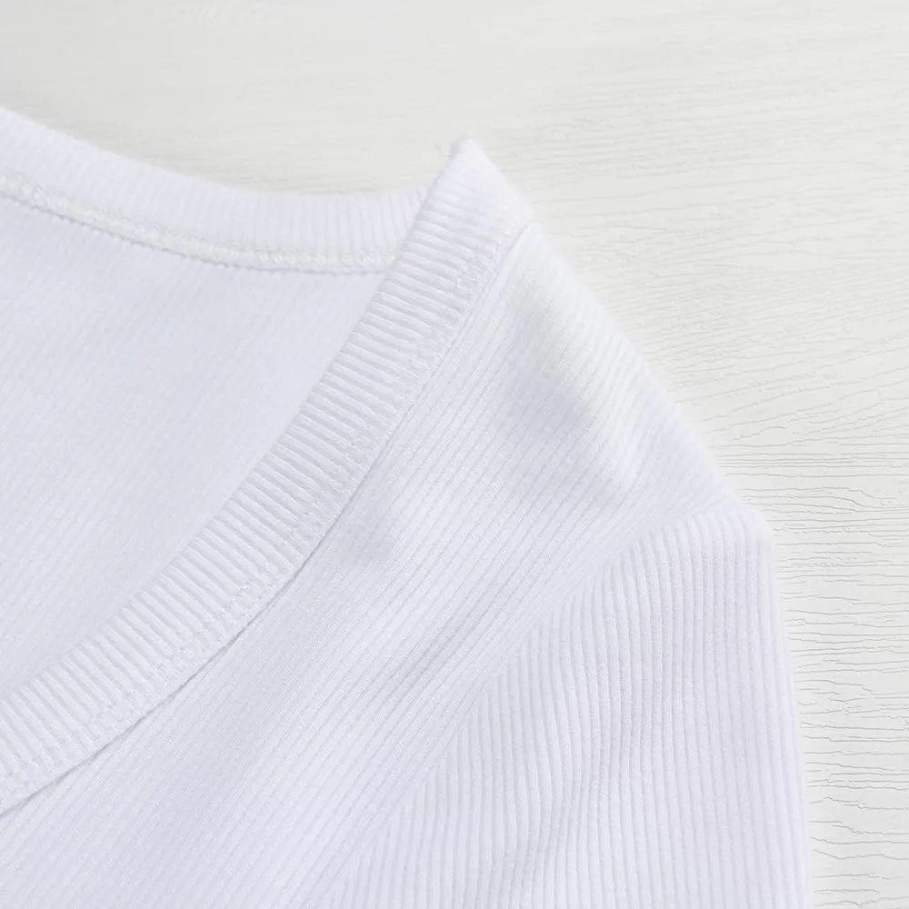 PALINDA Womne's Ribbed Round Neck Slim Fitted T Shirts Basic Solid Long Sleeve Layering Tee Tops
