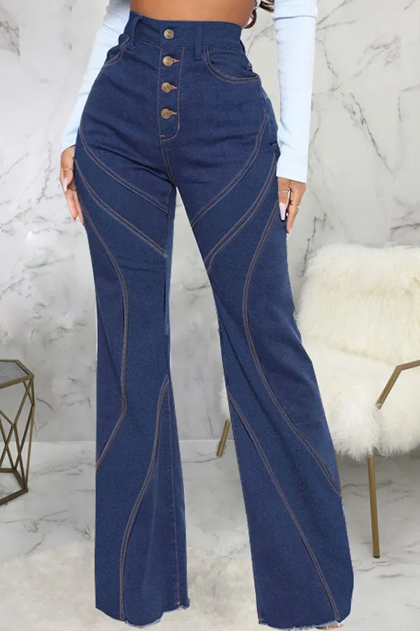 Patchwork Unusual Bell Bottoms Jeans