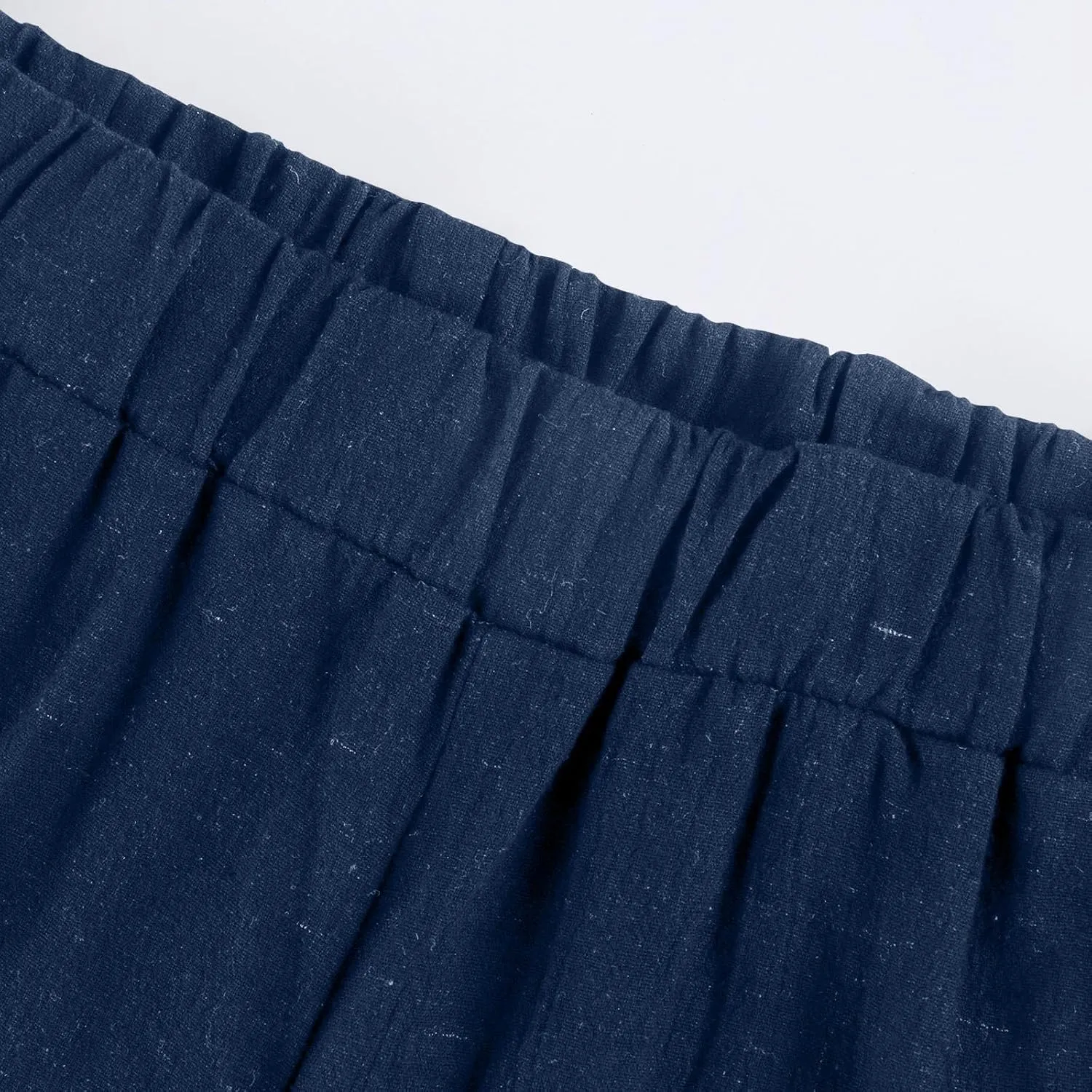 Pedal Pushers for Women Summer Casual Elastic High Waisted Wide Leg Linen Pants Baggy Bermuda Shorts with Pockets