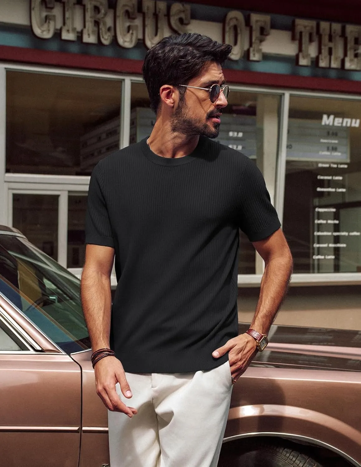 PJ PAUL JONES Men's Fitted T-Shirts Knit Tees Shirt for Men Casual Lightweight Shirts