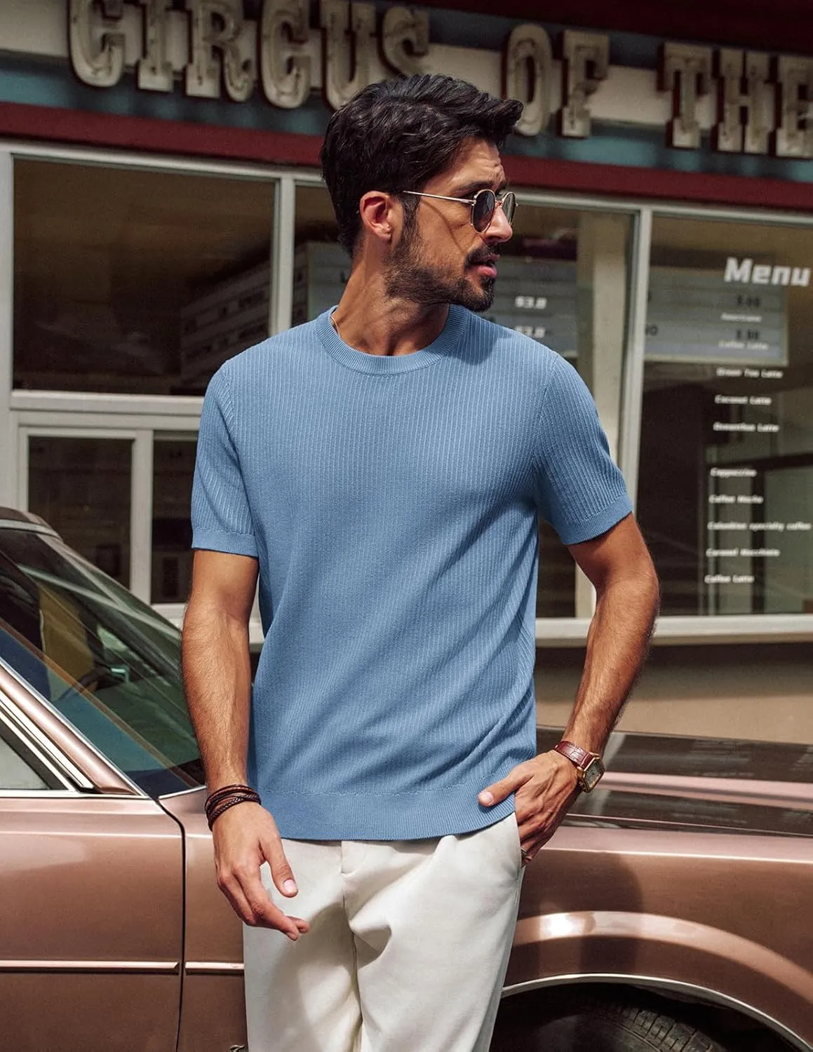 PJ PAUL JONES Men's Fitted T-Shirts Knit Tees Shirt for Men Casual Lightweight Shirts