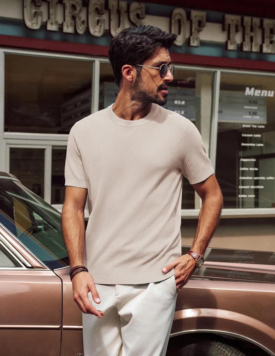 PJ PAUL JONES Men's Fitted T-Shirts Knit Tees Shirt for Men Casual Lightweight Shirts