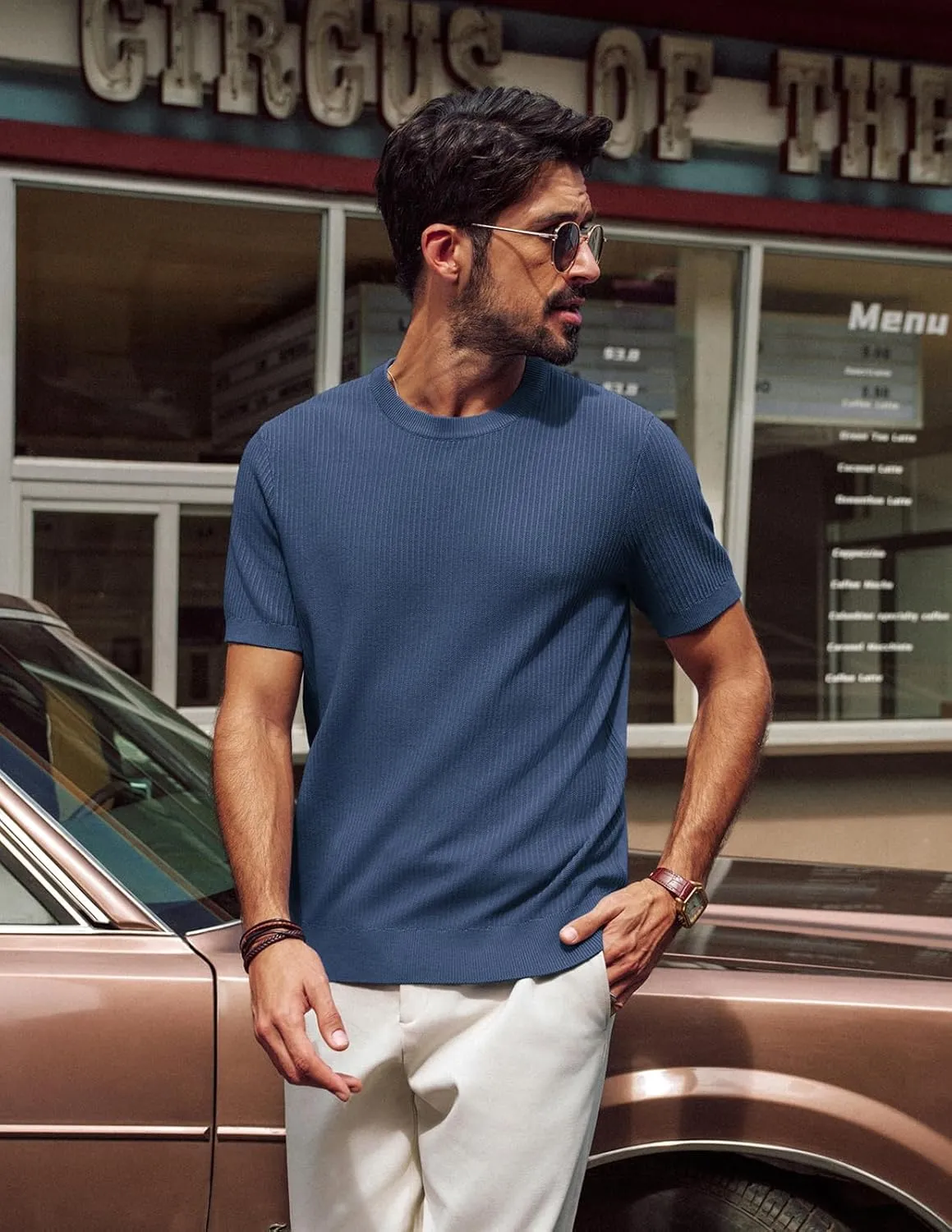 PJ PAUL JONES Men's Fitted T-Shirts Knit Tees Shirt for Men Casual Lightweight Shirts