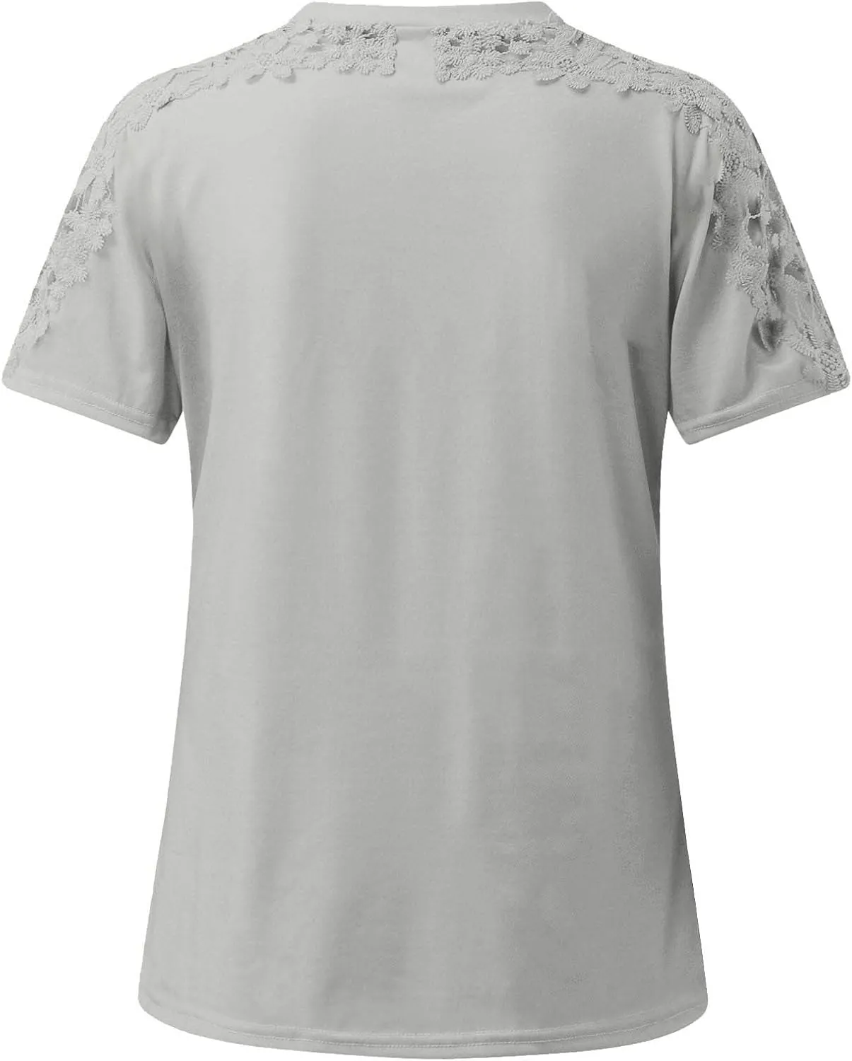 Plain T Shirts for Women 2023 Dressy Casual Short Sleeve Lace Blouse Sexy Crew Neck Solid Summer Top Classic Work Tee