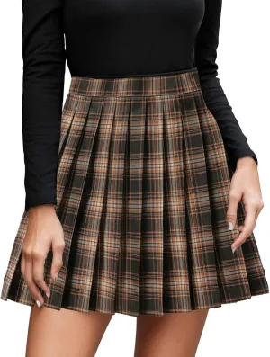 Pleated Skirt Midi for Women Summer Casual A Line Trendy Pleated High Elastic Waist Cheer Mini Skirts for Girls