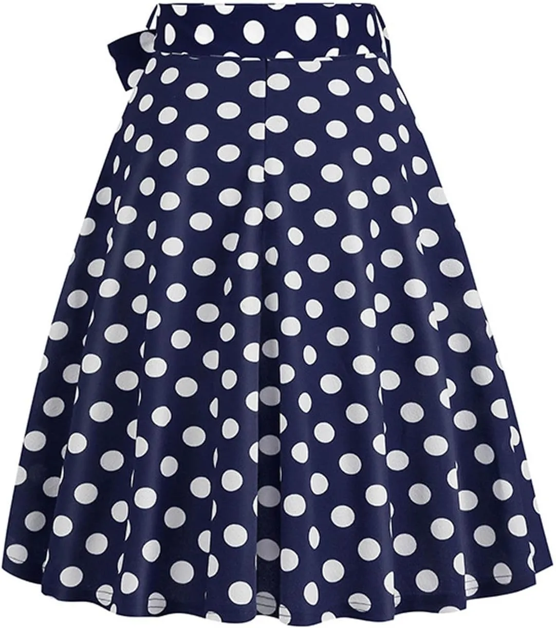 Pleated Skirts for Women Trendy Dot Color Print Loose A-Line Stretch Flared Mini Skirts for Women Summer Streetwear