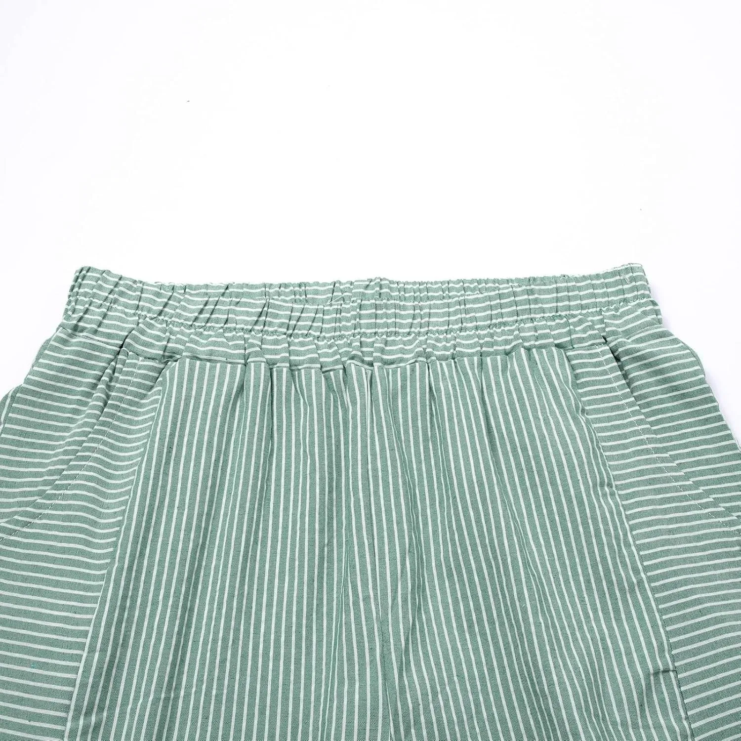 Plus Size Capris for Women Striped Floral Printed Cotton Linen Pants Lightweight Casual Trousers with Pockets