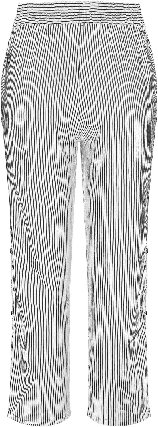 Plus Size Capris for Women Striped Floral Printed Cotton Linen Pants Lightweight Casual Trousers with Pockets