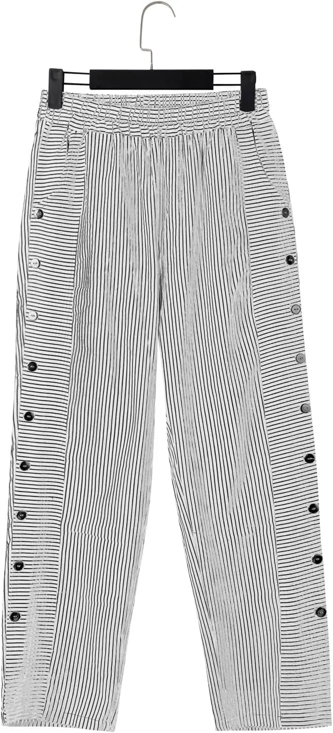 Plus Size Capris for Women Striped Floral Printed Cotton Linen Pants Lightweight Casual Trousers with Pockets
