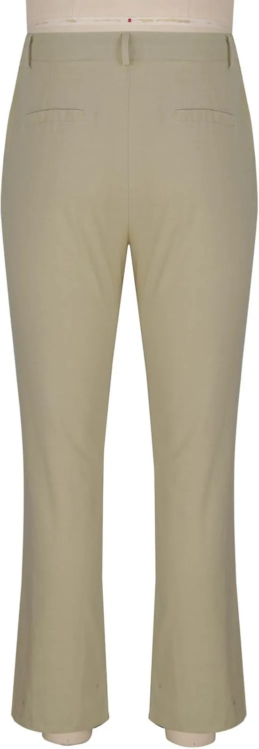 Plus Size Linen Pants for Men Casual Elastic Waist Lightweight Loose Fit Trousers Solid Business Wide Leg Suit Pant