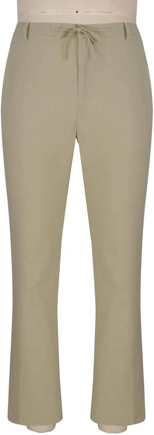 Plus Size Linen Pants for Men Casual Elastic Waist Lightweight Loose Fit Trousers Solid Business Wide Leg Suit Pant