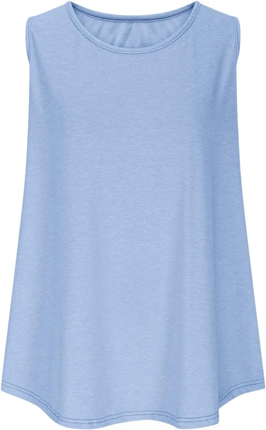 Plus Size Loose Tank Tops for Women Sleeveless Summer Shirts Ladies Solid Color Casual Tunics Top Oversized Tees