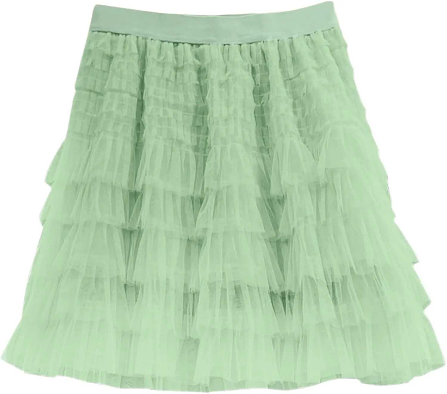 Plus Size Mini Skirt for Women Summer Lightweight Solid Mesh Ruffles A-Line Beach Mini Skirts for Vacation Streetwear