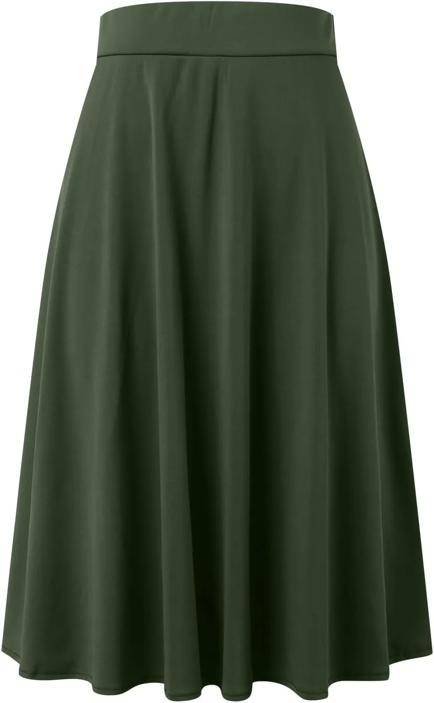 Plus Size Skirt for Women High Waist Business Workout Knee Length Satin A-Line Loose Casual Dress Skirts for Women