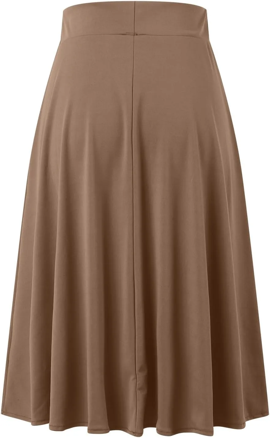 Plus Size Skirt for Women High Waist Business Workout Knee Length Satin A-Line Loose Casual Dress Skirts for Women