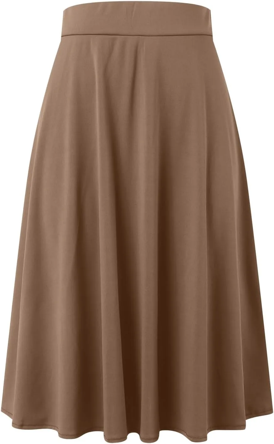 Plus Size Skirt for Women High Waist Business Workout Knee Length Satin A-Line Loose Casual Dress Skirts for Women