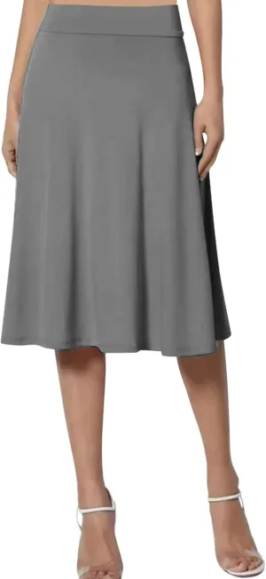 Plus Size Skirt for Women High Waist Business Workout Knee Length Satin A-Line Loose Casual Dress Skirts for Women