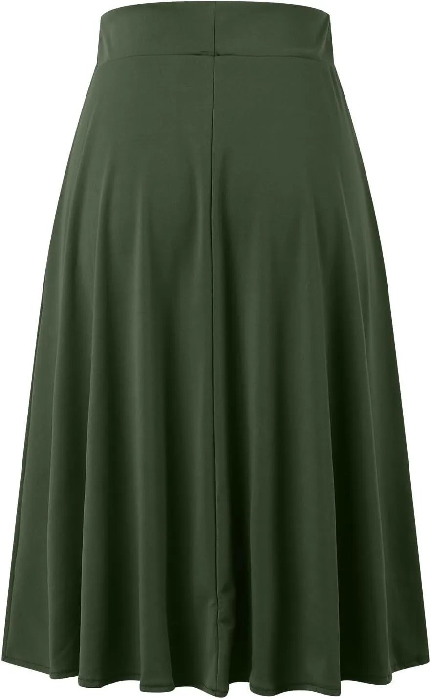 Plus Size Skirt for Women High Waist Business Workout Knee Length Satin A-Line Loose Casual Dress Skirts for Women