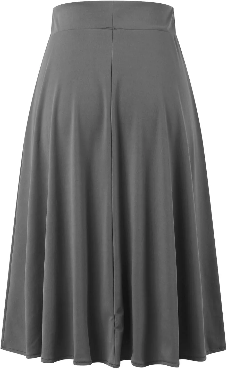 Plus Size Skirt for Women High Waist Business Workout Knee Length Satin A-Line Loose Casual Dress Skirts for Women