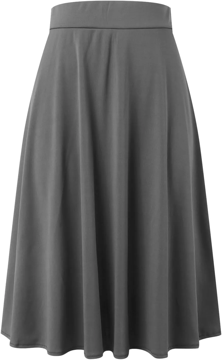 Plus Size Skirt for Women High Waist Business Workout Knee Length Satin A-Line Loose Casual Dress Skirts for Women