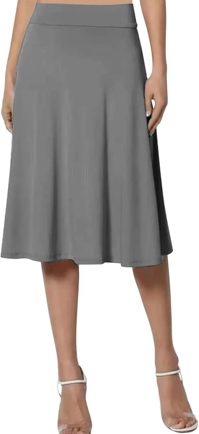 Plus Size Skirt for Women High Waist Business Workout Knee Length Satin A-Line Loose Casual Dress Skirts for Women