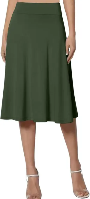 Plus Size Skirt for Women High Waist Business Workout Knee Length Satin A-Line Loose Casual Dress Skirts for Women