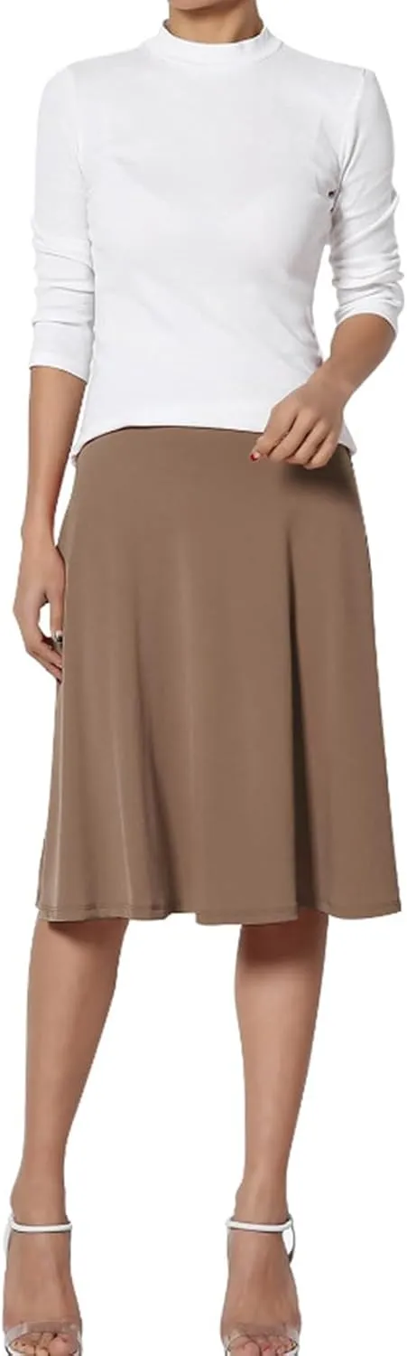 Plus Size Skirt for Women High Waist Business Workout Knee Length Satin A-Line Loose Casual Dress Skirts for Women