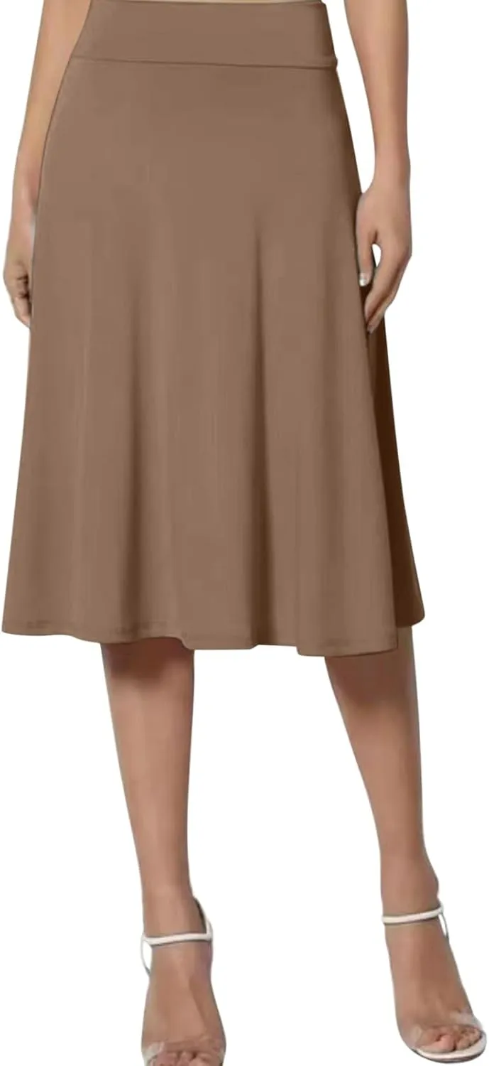 Plus Size Skirt for Women High Waist Business Workout Knee Length Satin A-Line Loose Casual Dress Skirts for Women