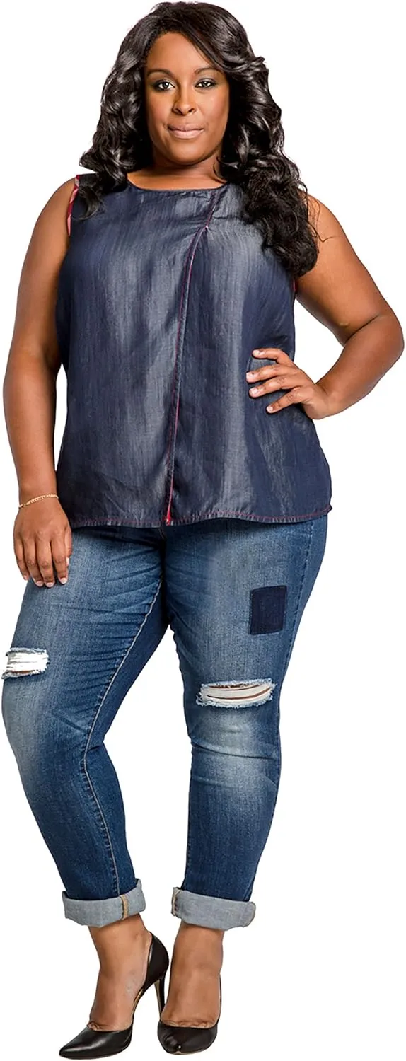 Poetic Justice Women's Plus Size Curvy Fit Boyfriend Jeans