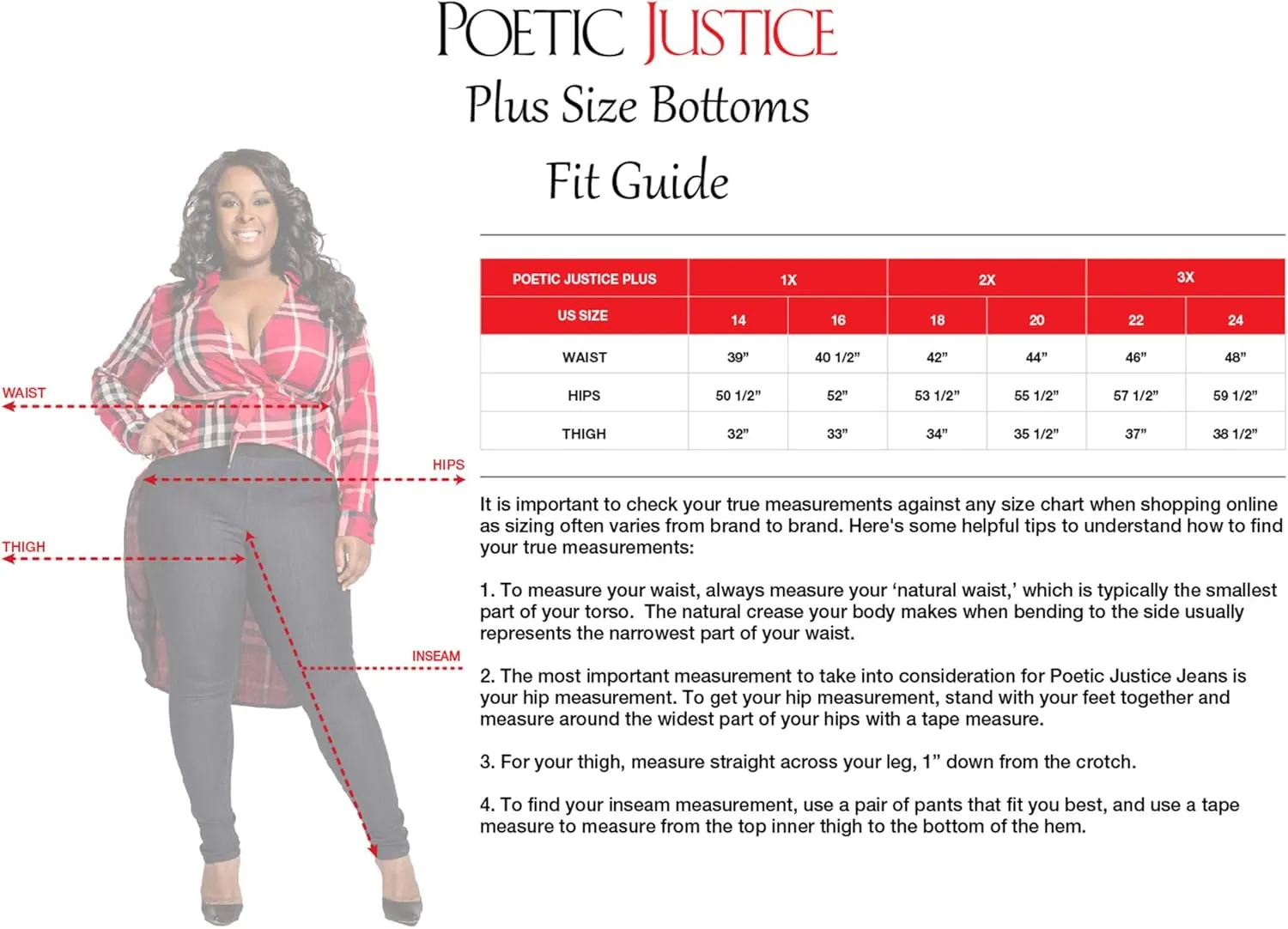 Poetic Justice Women's Plus Size Curvy Fit Boyfriend Jeans