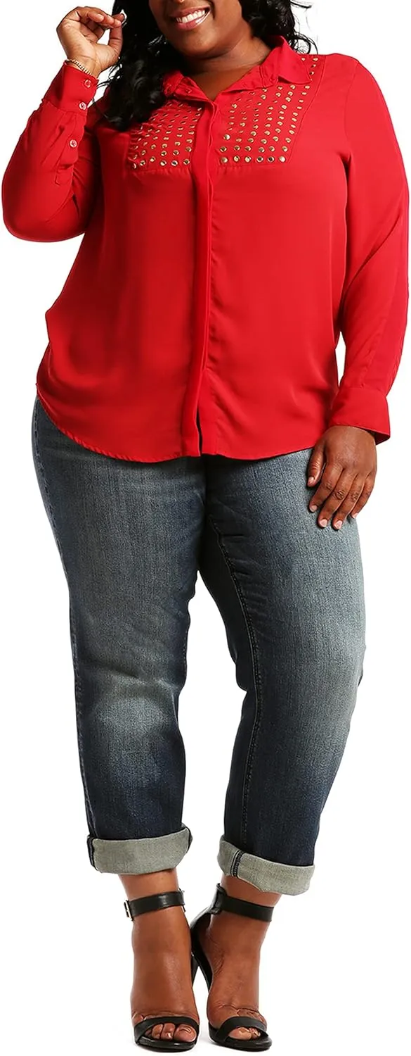 Poetic Justice Women's Plus Size Curvy Fit Boyfriend Jeans