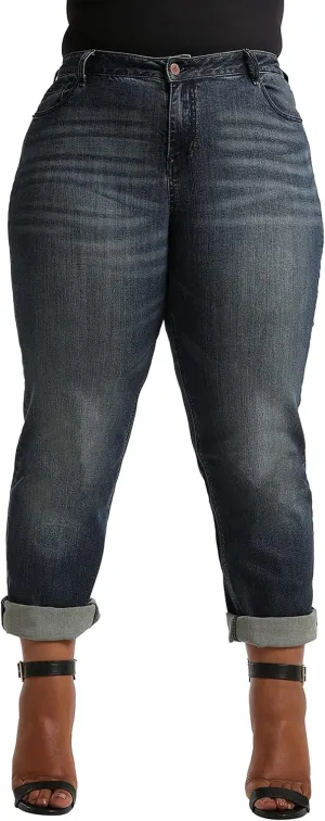 Poetic Justice Women's Plus Size Curvy Fit Boyfriend Jeans