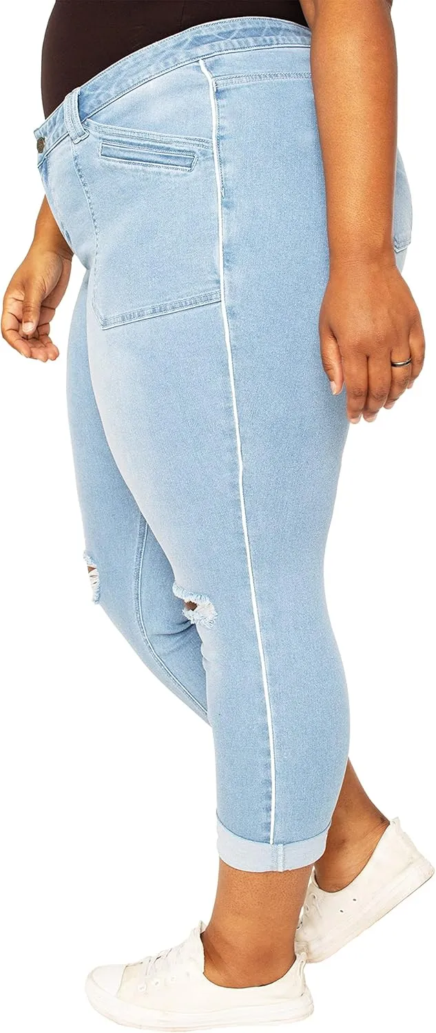 Poetic Justice Women's Plus Size Curvy Fit Boyfriend Jeans