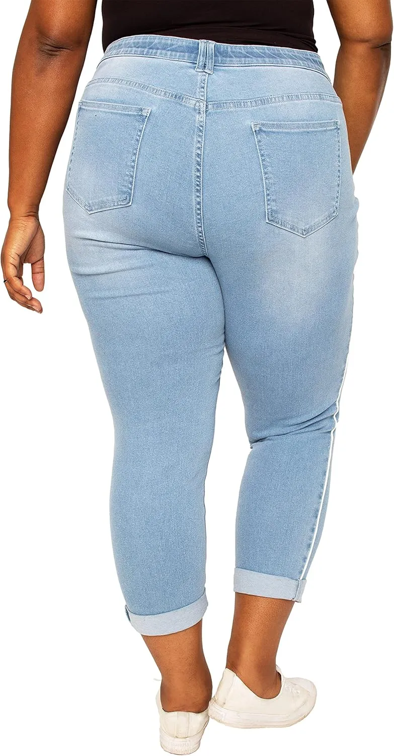 Poetic Justice Women's Plus Size Curvy Fit Boyfriend Jeans