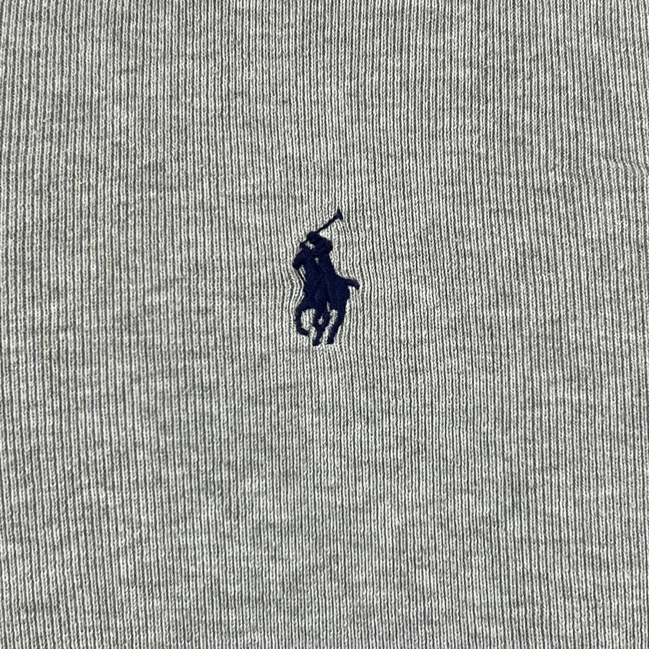 POLO RALPH LAUREN "Pima Cotton" Classic Embroidered Mini Logo Grey V-Neck Knit Sweater Jumper