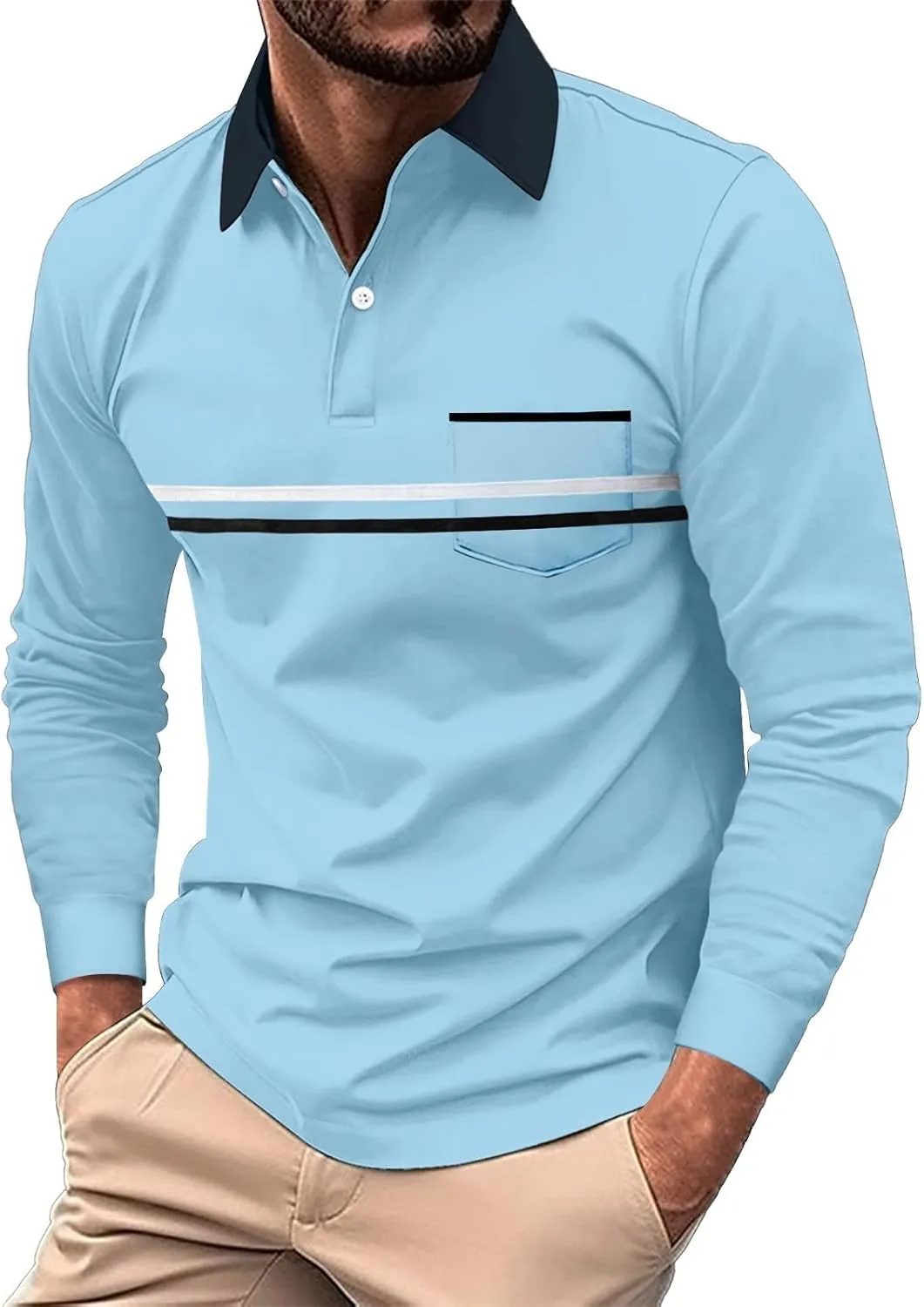 Polo Shirts for Men Zippered Long Sleeved Shirt Mens Sun Shirts Long Sleeve Purple Flannel Navy Blue Pants