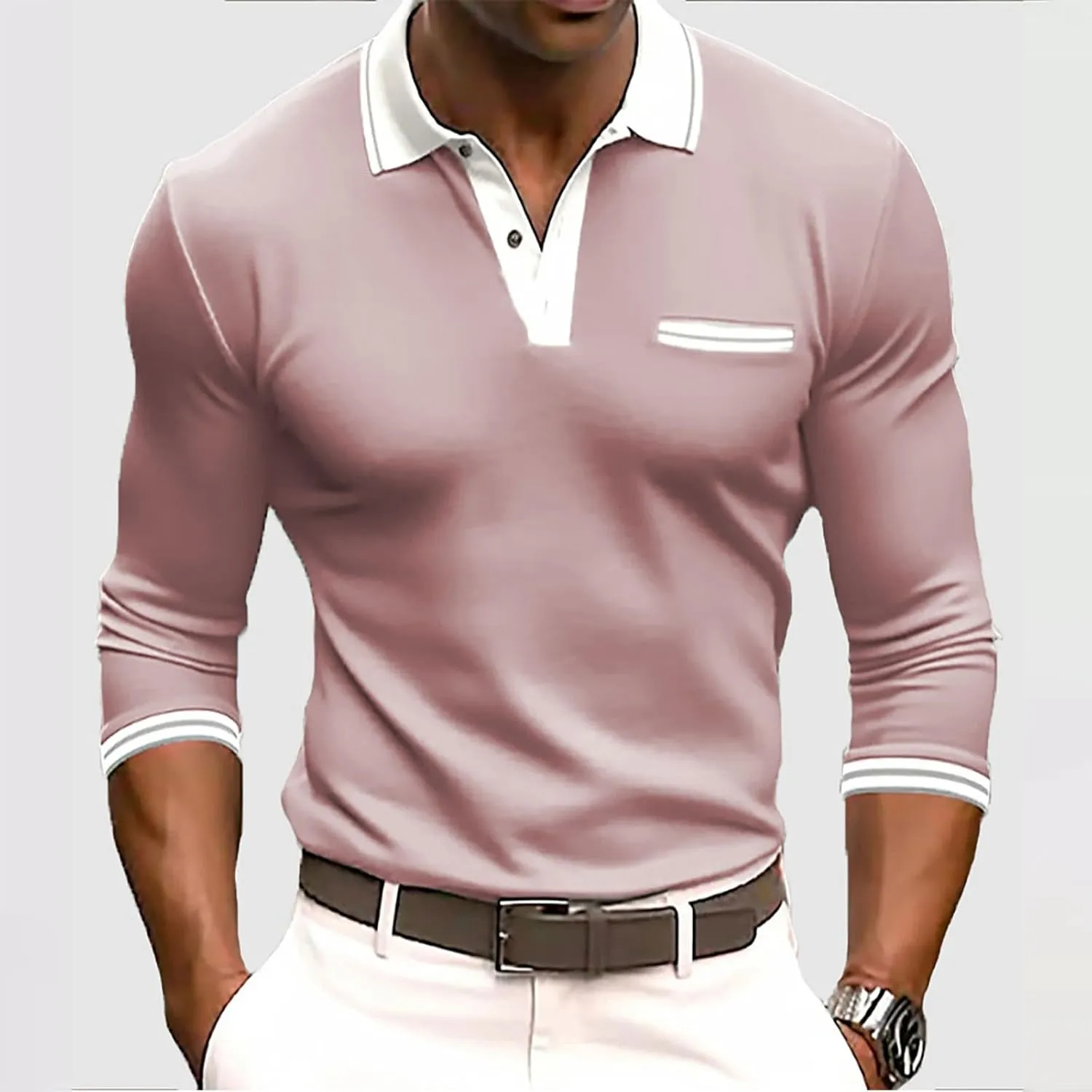 Polo Shirts for Men Zippered Long Sleeved Shirt Mens Sun Shirts Long Sleeve Purple Flannel Navy Blue Pants