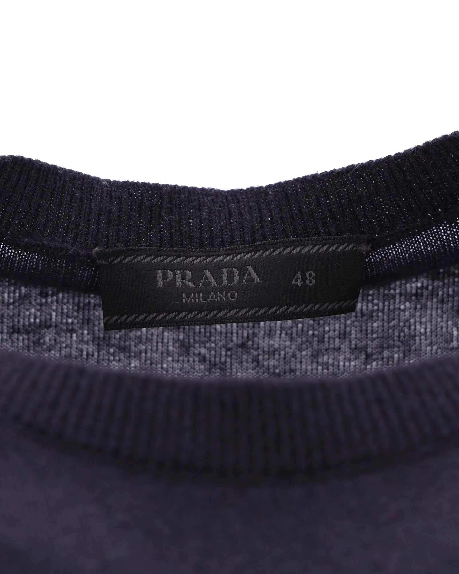 Prada Crewneck Knit Sweater in Black Cotton