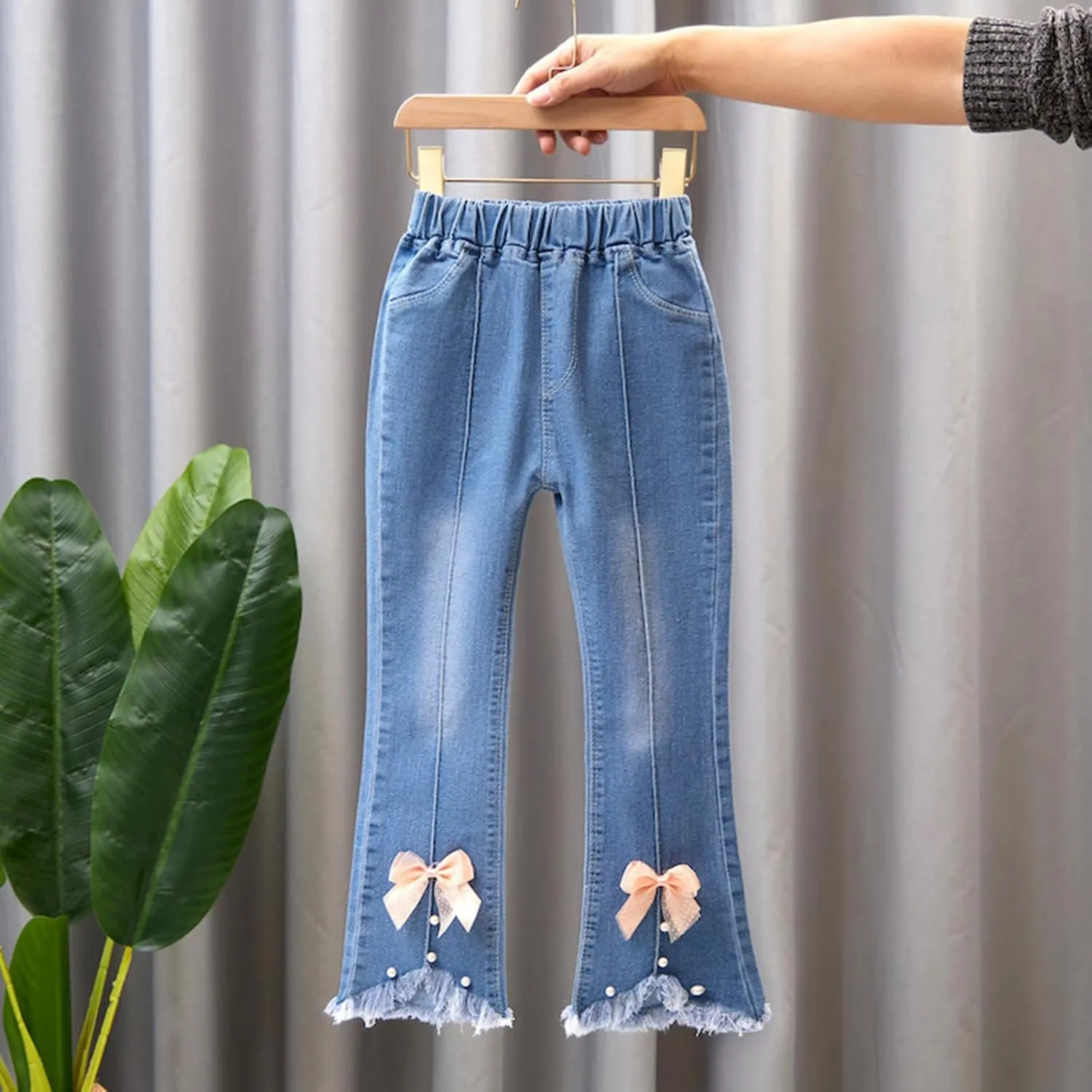 Preppy Clothes for Girls Flared Jeans Butterfly Print Skinny Fit Denim Pants Fall 3t Girl Clothes