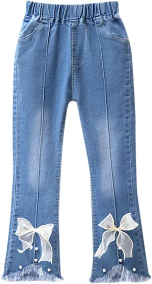 Preppy Clothes for Girls Flared Jeans Butterfly Print Skinny Fit Denim Pants Fall 3t Girl Clothes
