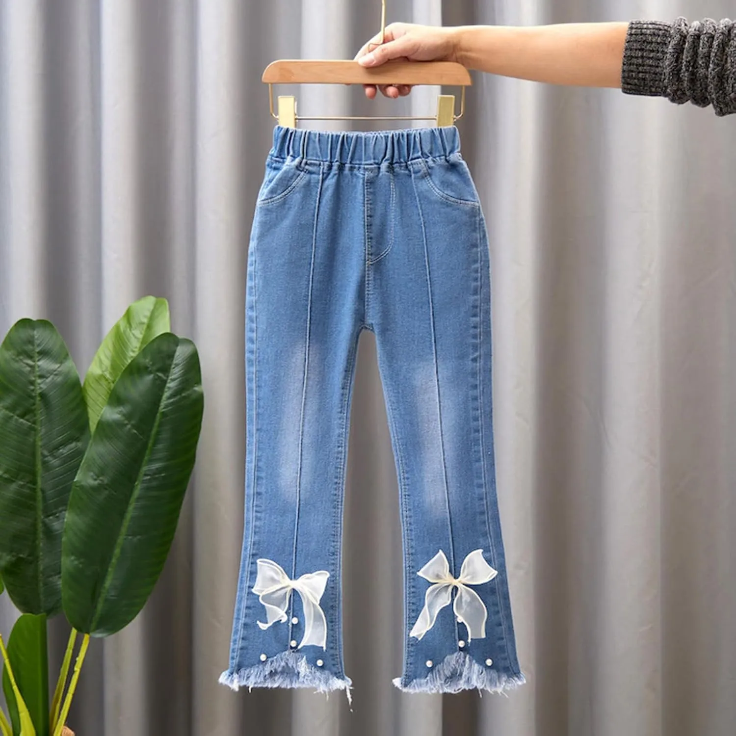 Preppy Clothes for Girls Flared Jeans Butterfly Print Skinny Fit Denim Pants Fall 3t Girl Clothes